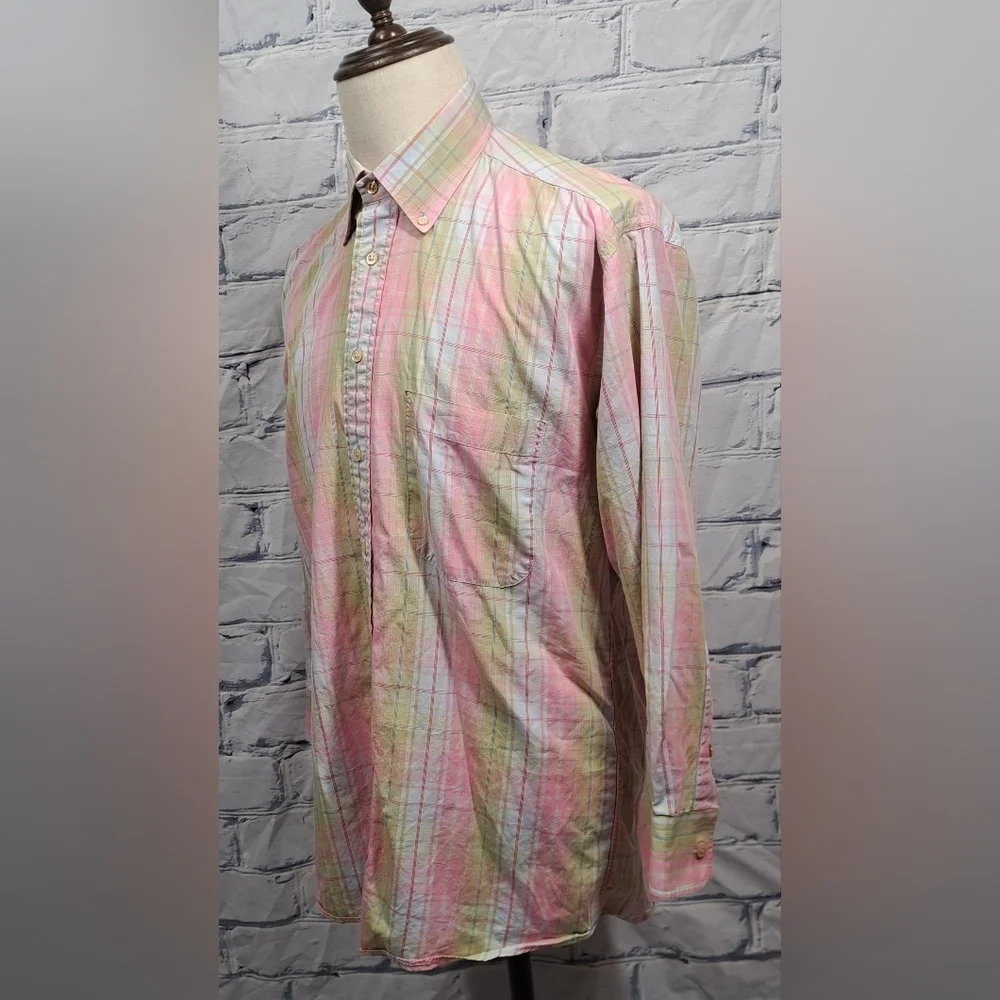 Burberry London Men's Button Down Shirt Check Vintage USA 90s Relaxed Fit Medium - Picture 16 of 16